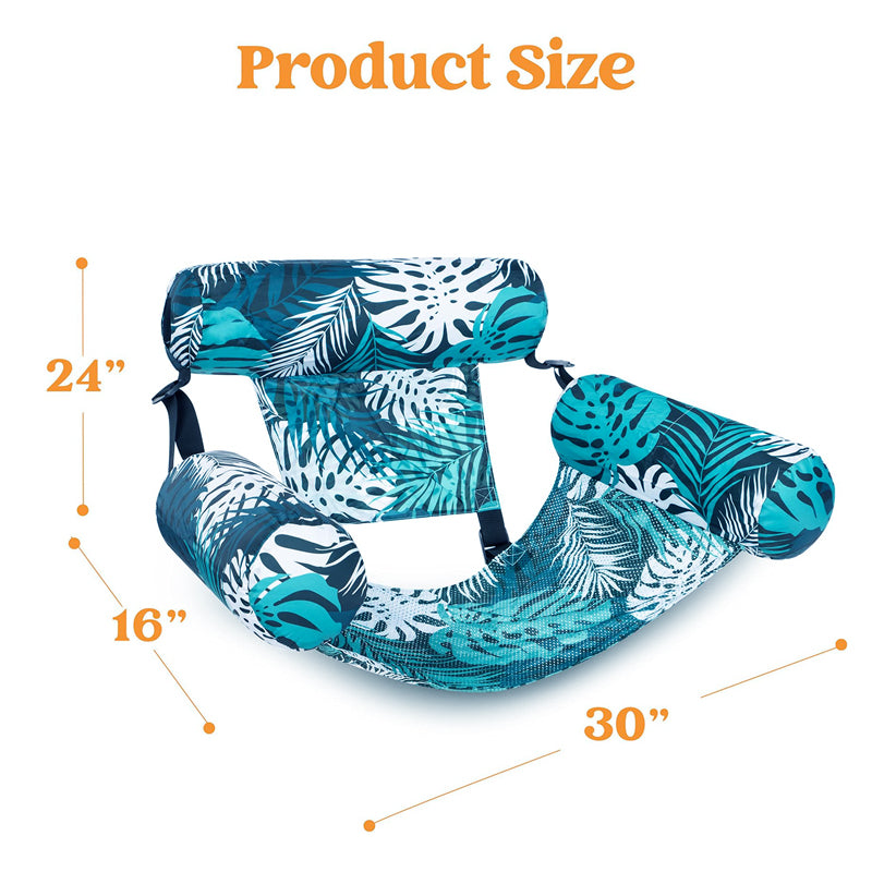 🏖️Inflatable Pool Floating Chair – Tropical Leaf PVC Pool Lounger with Backrest & Cup Holder for Summer Holidays